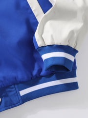 Letter Print Varsity Jacket Men's Casual Button Up Jacket Spring Fall