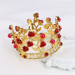 Children's Alloy Round Leaf Rose Flower Crown Headdress