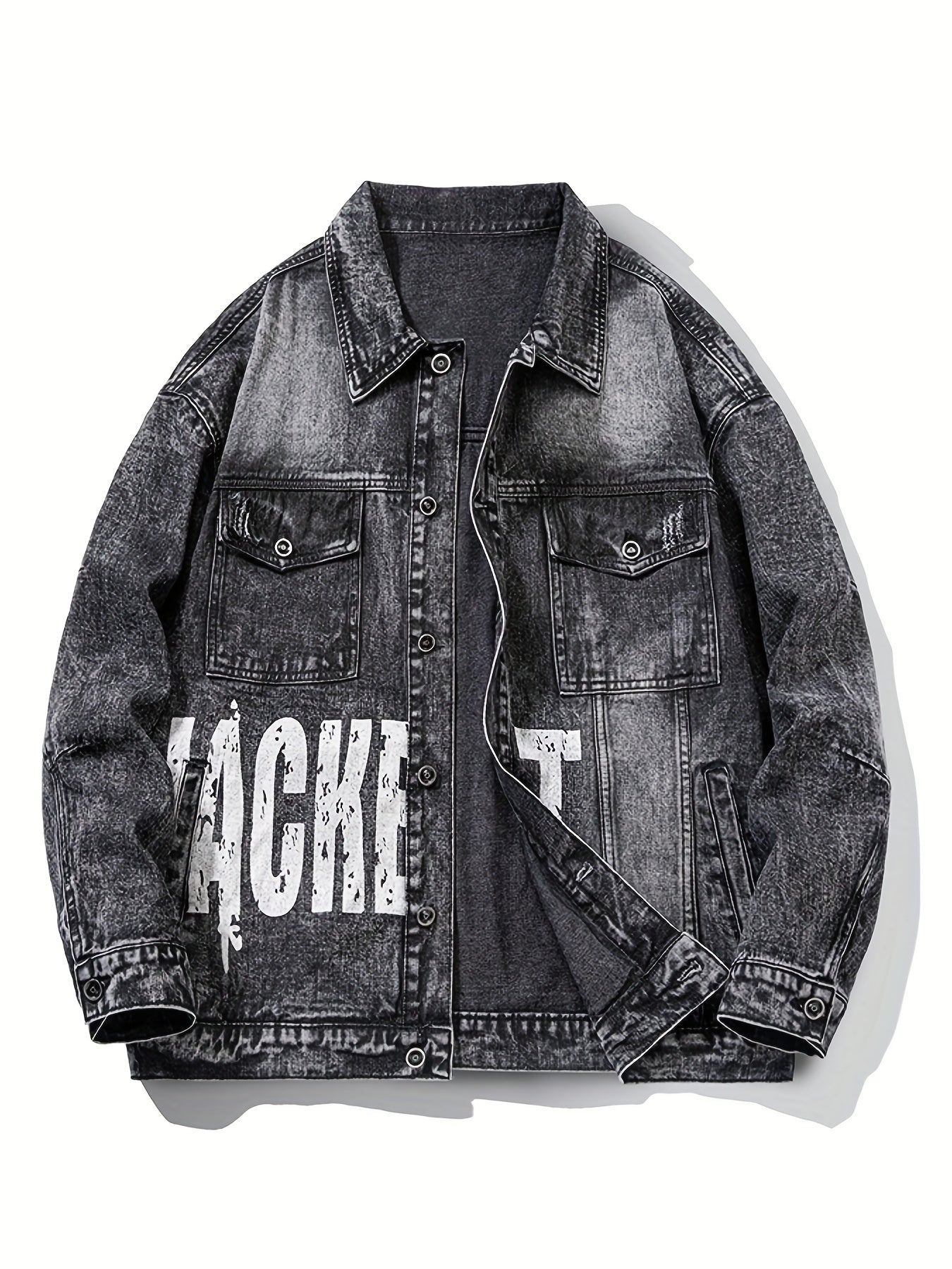 Vintage Distressed Denim Jacket Men's Casual Coat