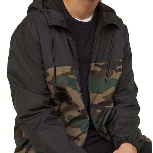 Camouflage Hooded Jackets Men's Casual Loose Fit Zip Up Jackets