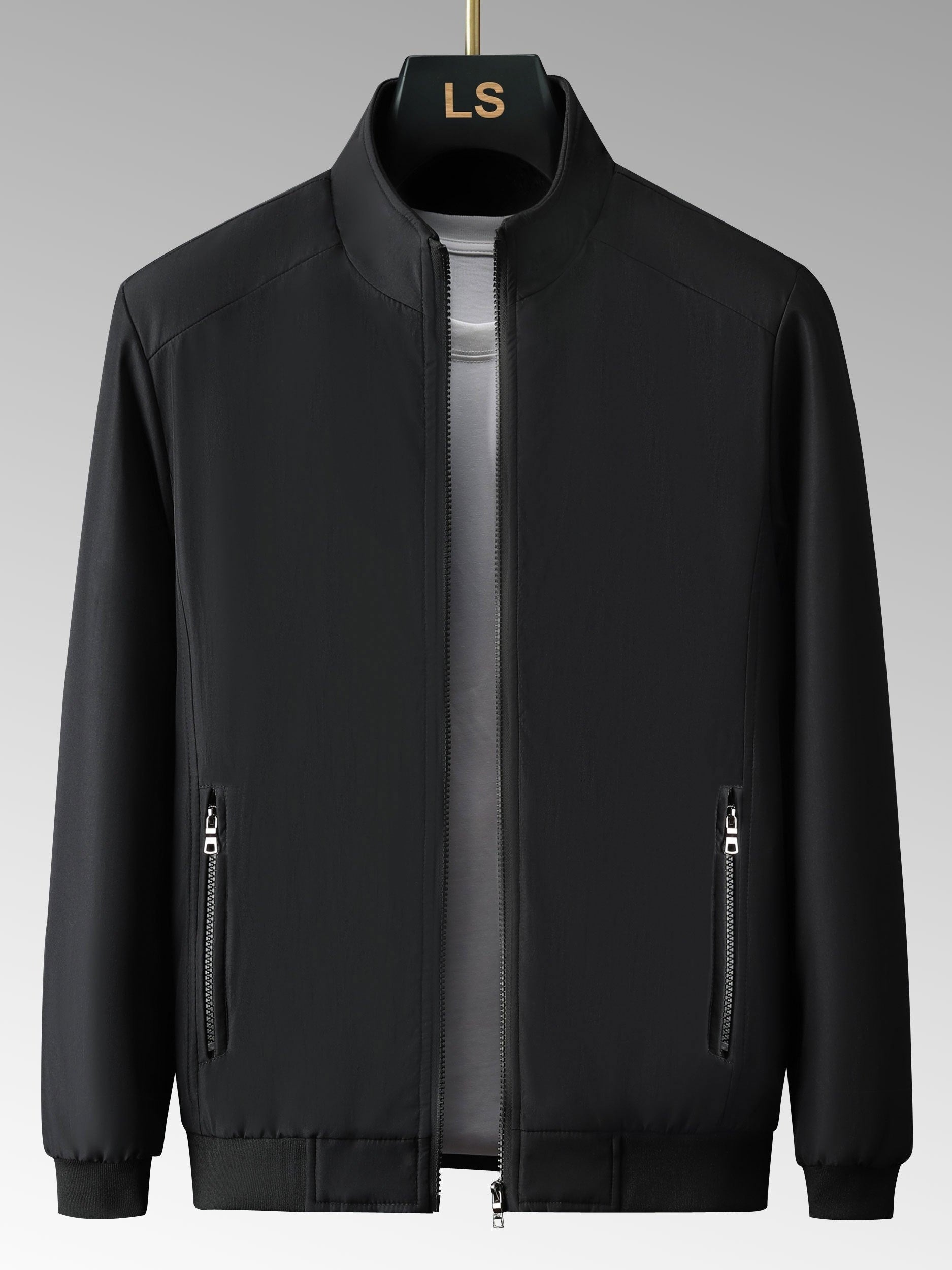 Men's Lightweight Windbreaker Jacket Stand Collar Zip Up Coat