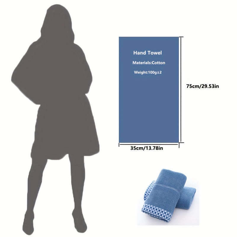 Absorbent Cotton Hand Towel Plaid Pattern Soft And Thickened