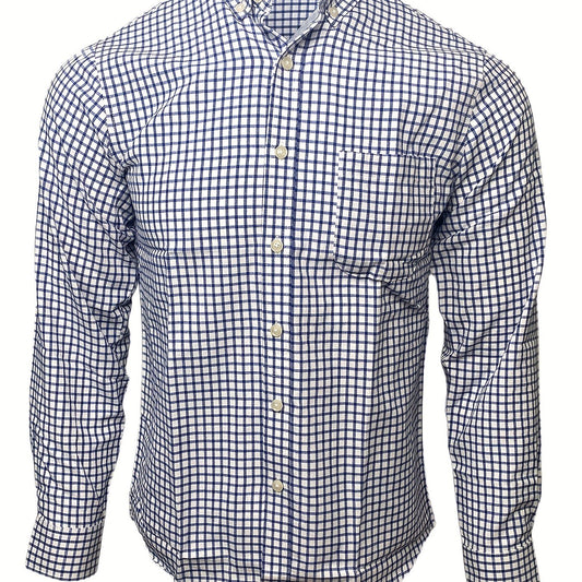 Plaid Print Men's Casual Button Up Shirt With Chest Pocket