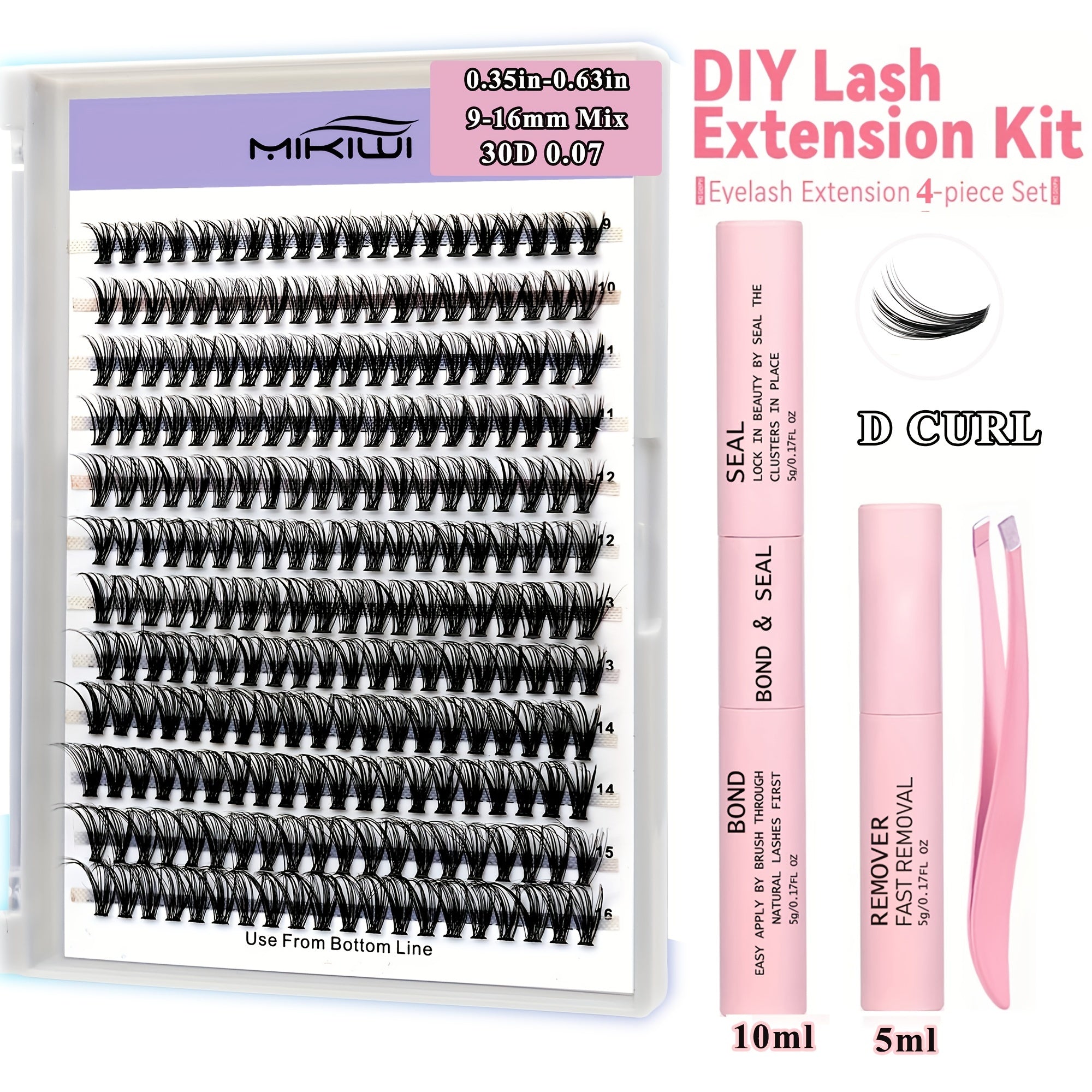 240Pcs Cluster Lashes 10D-40D D Curling Mix 9-16mm Lash Extensions