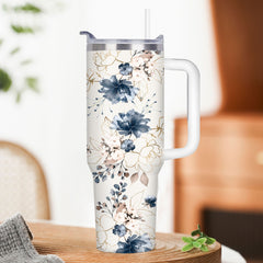 40oz Floral Stainless Steel Tumbler Insulated Coffee Mug