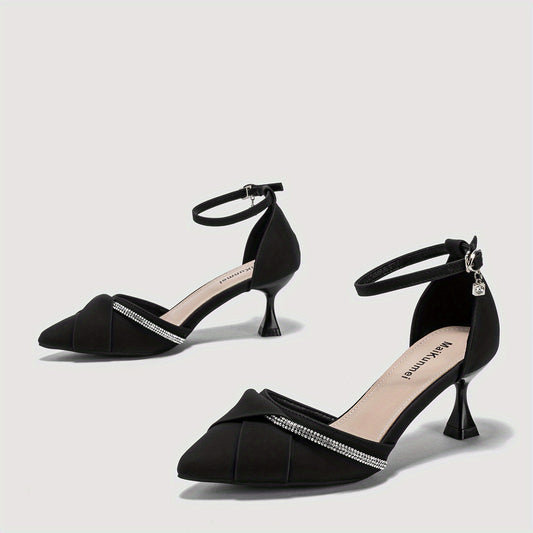 Women's Rhinestone Decor French High Heels Casual Pumps