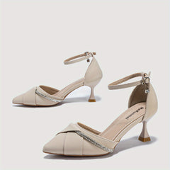 Women's Rhinestone Decor French High Heels Casual Pumps
