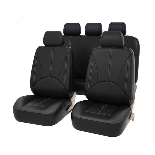 Perforated Leather 4pc Suit Car Seat Cover Set Business Style PVC