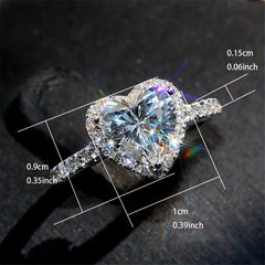 Romantic Engagement 3 Prong Heart Zirconia Rings for Women