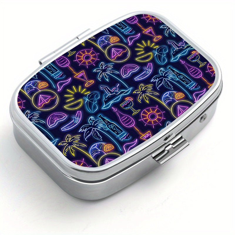 Neon Square Medicine Box Two Compartment Pill Box