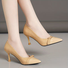 Women's Solid Stiletto Heels Point Toe Dress Heels Buckle Strap Pumps