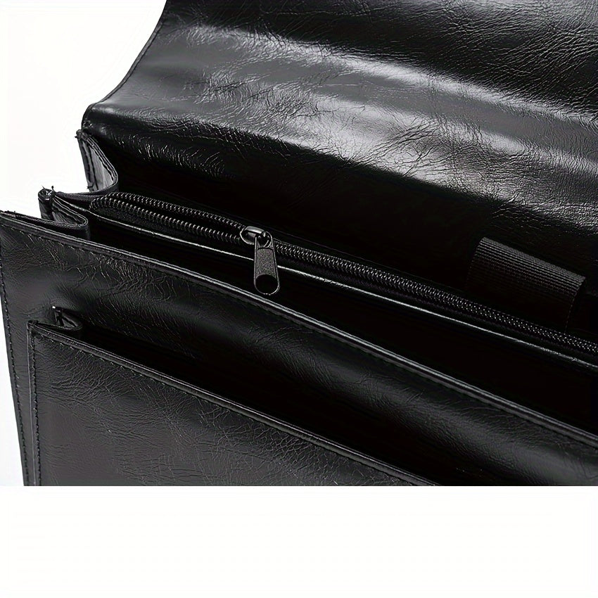 Men's Business Briefcase Laptop & Tablet Compartment Zip Closure