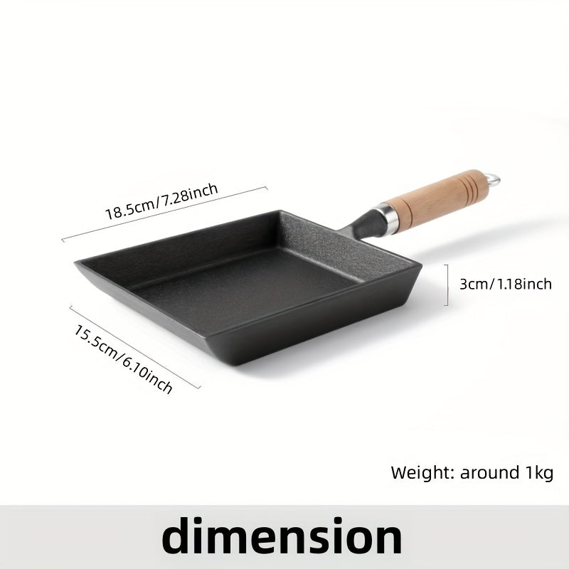 Japanese Style Cast Iron Omelette Pan 18x15 - Rectangular Small Frying Pan
