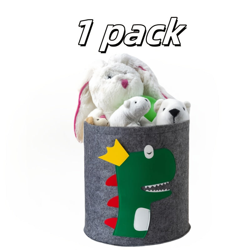 Plush Dino & Deer Storage Basket Collapsible Organizer for Toys Clothes Shoe