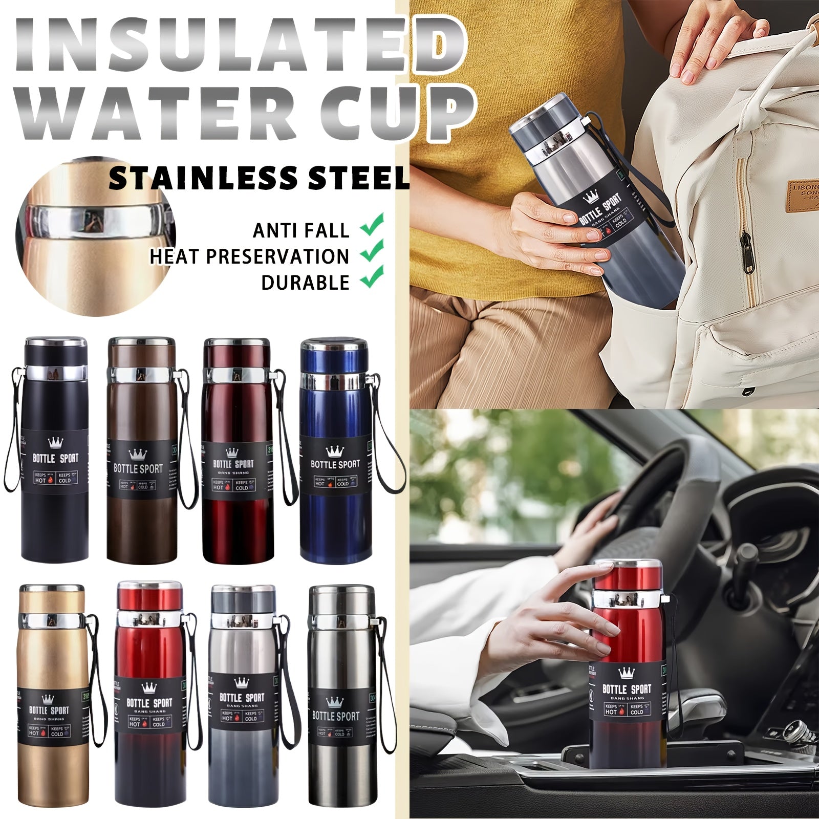 1oz Stainless Steel Insulated Tumbler Anti Fall Heat Preserva
