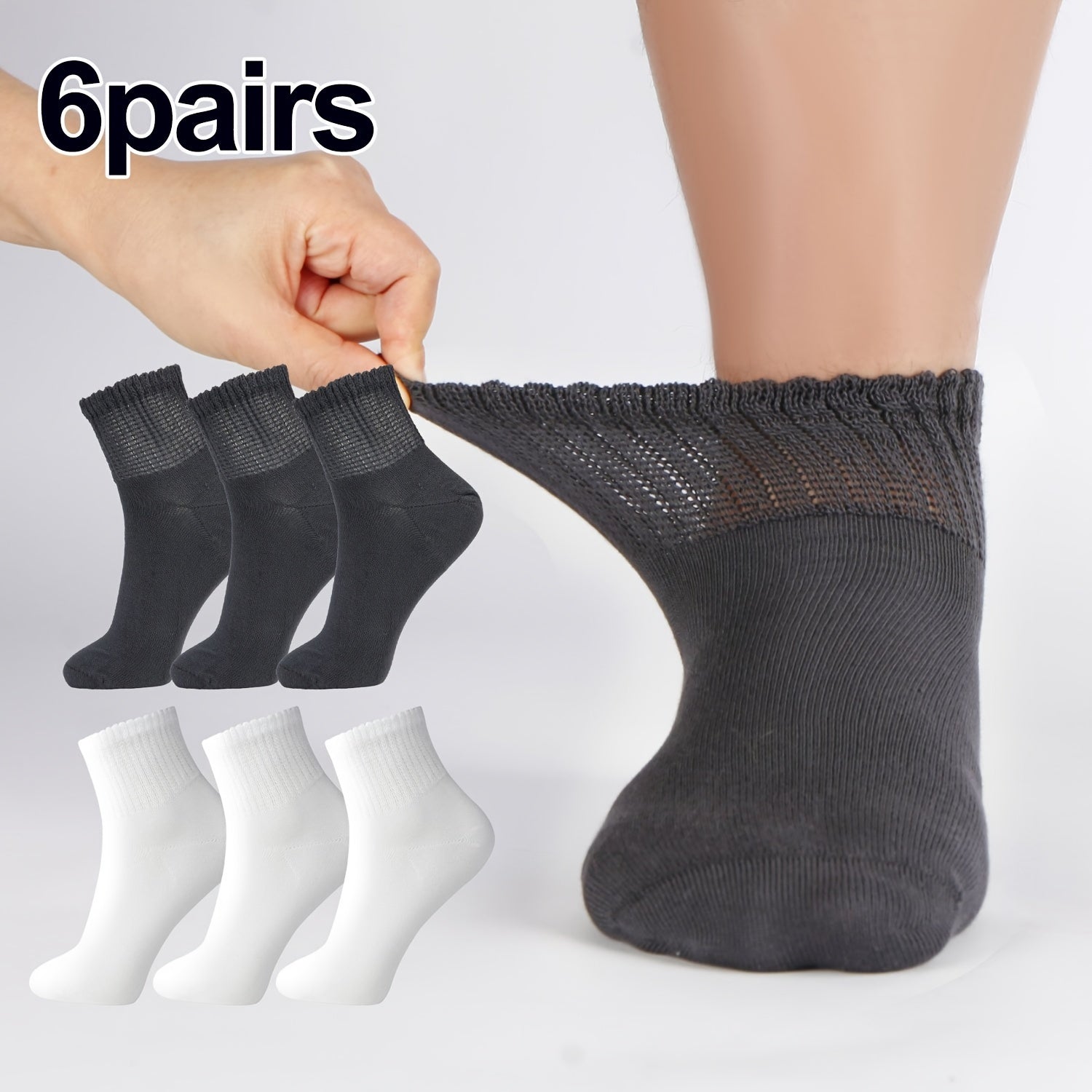 6 Pairs Diabetic Ankle Socks Viscose Blend Soft & Comfortable