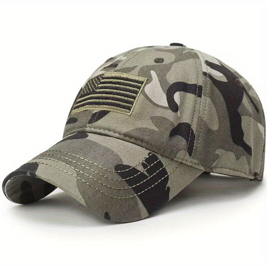 Army Camo Embroidered Flag Baseball Cap Men's Tactical Dad Hat