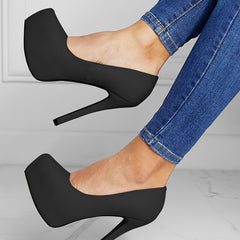 Women's Platform Stiletto Heels Slip On Pumps High Heels