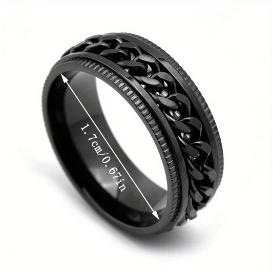 Men's Stainless Steel Rotatable Chain Ring