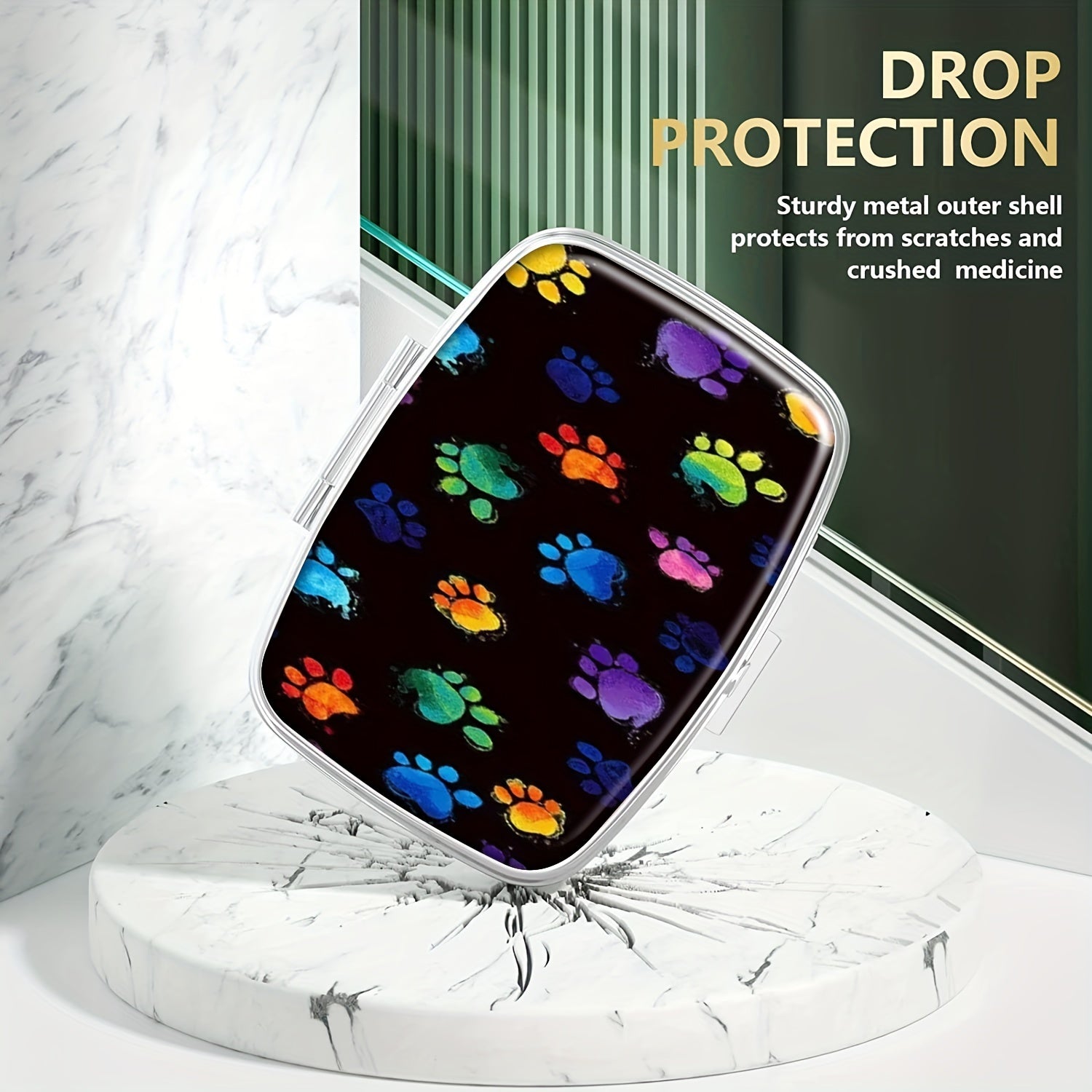 Animal Paw 2 Compartment Pill Case - Compact & Decorative Medicine Organizer