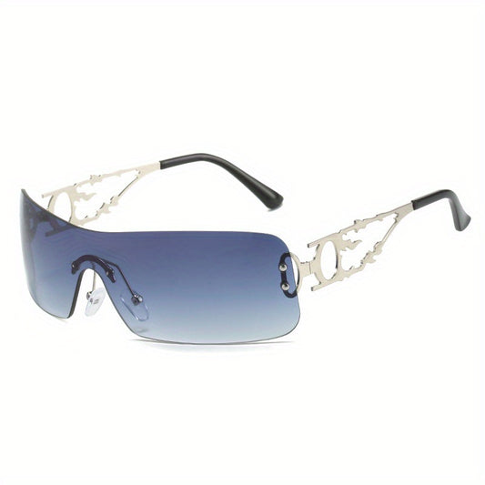 Y2K Rimless Wrap Sunglasses UV400 Hip Hop Eyewear