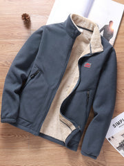 Men's Stand Collar Fleece Jacket for Winter