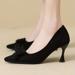 Women's Bowknot Stiletto Heels Slip On Pumps