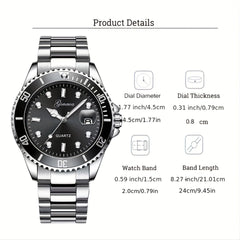 Men's Quartz Watch Luminous Calendar Steel Strap Wrist Watch