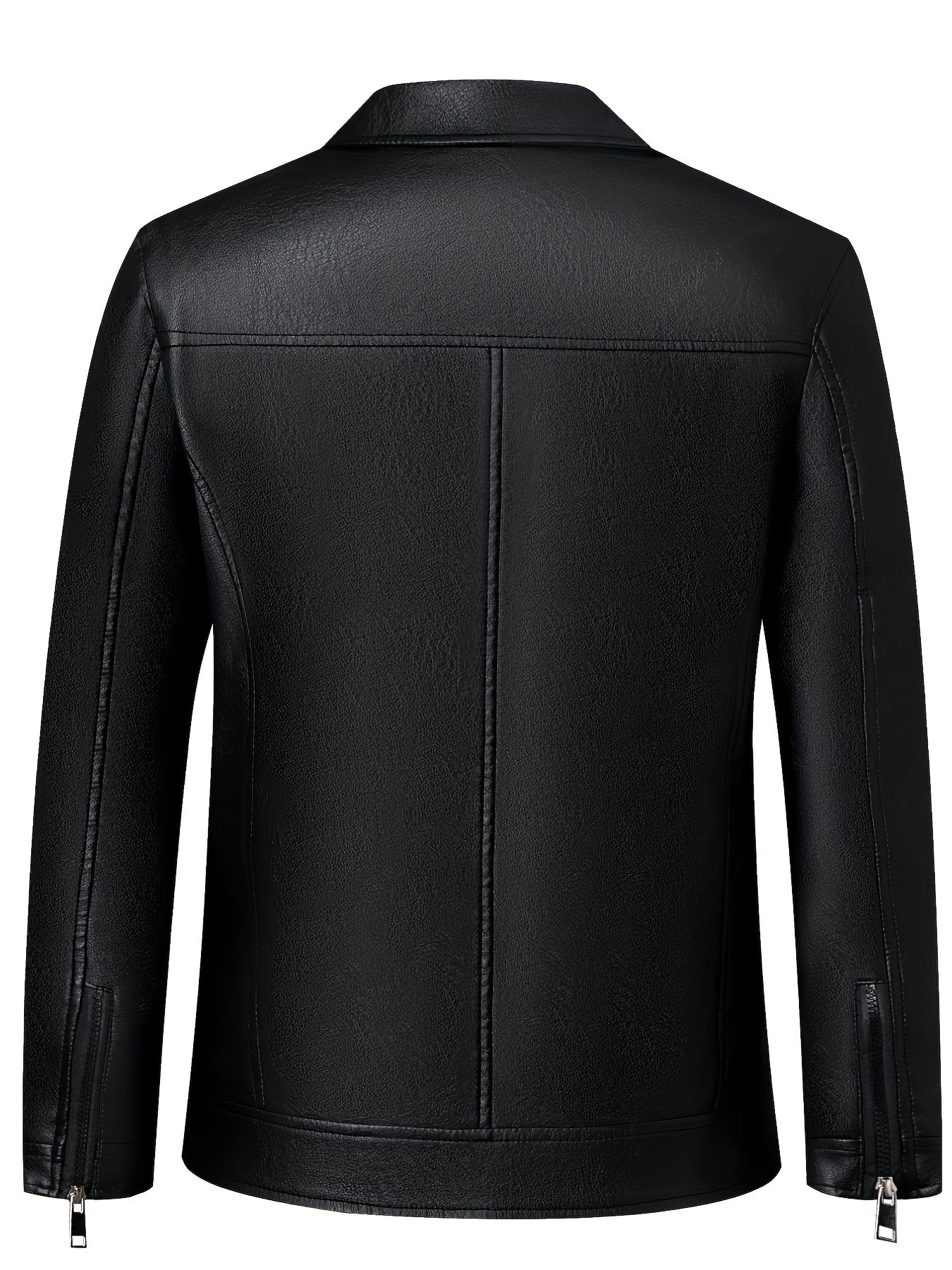 Men's PU Biker Jacket Zip Up Lapel Faux Leather Jacket