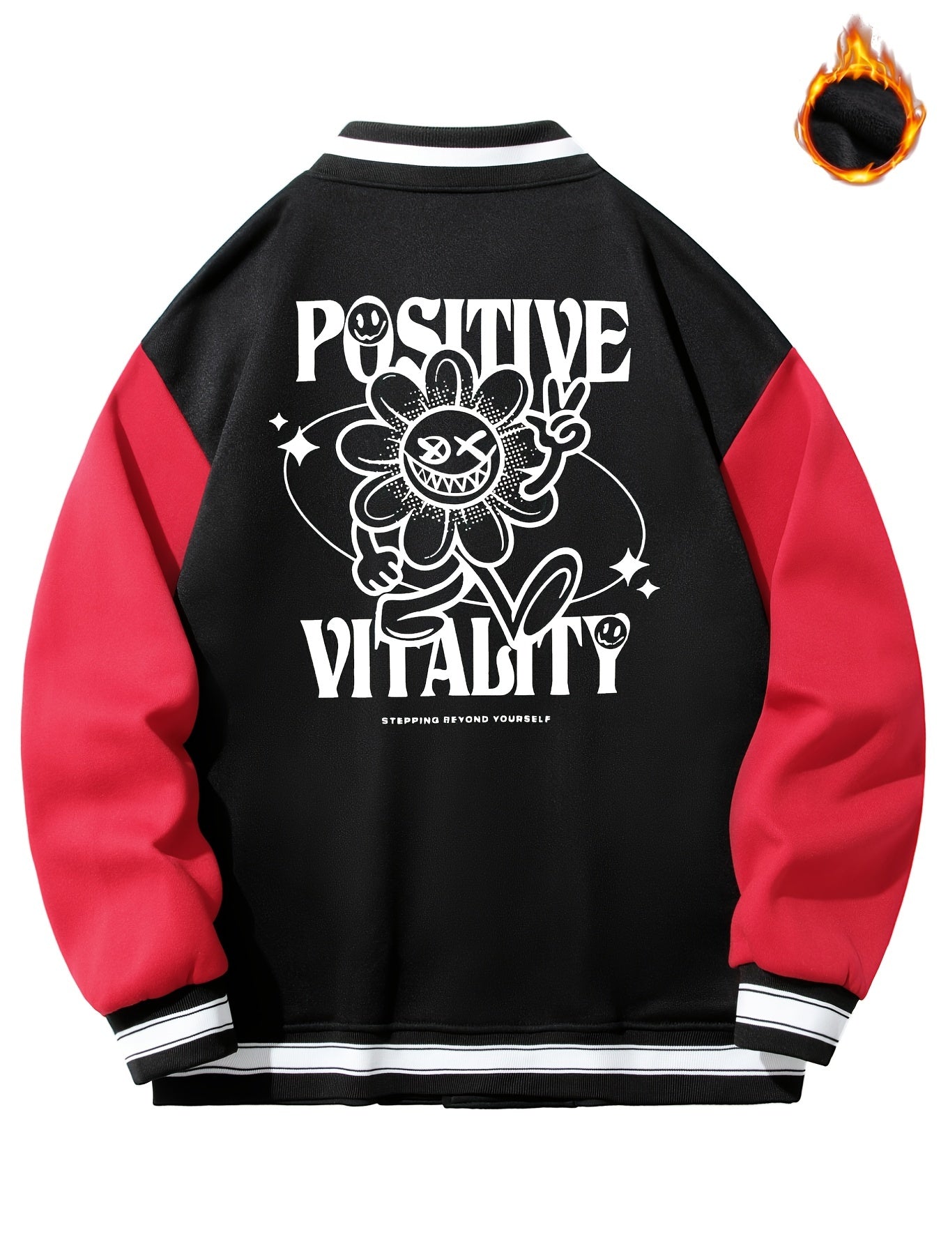 Sun Flower Graphic Print Men's Casual Baseball Jacket