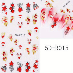 Christmas Nail Art Stickers Snowflakes Elk Santa