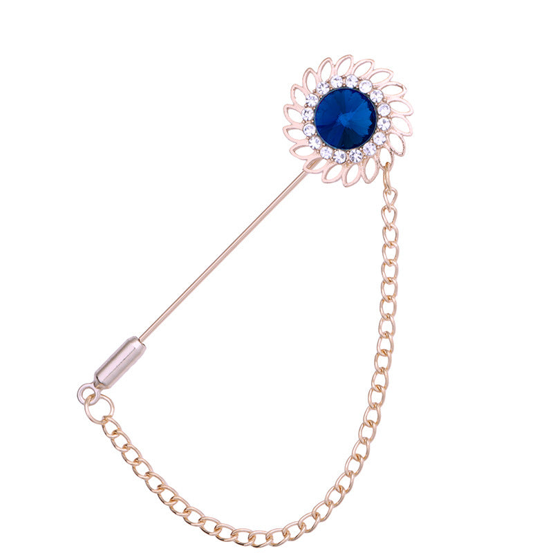 Men's Sunflower Long Brooch Pin Business Suit Jacket Accessories