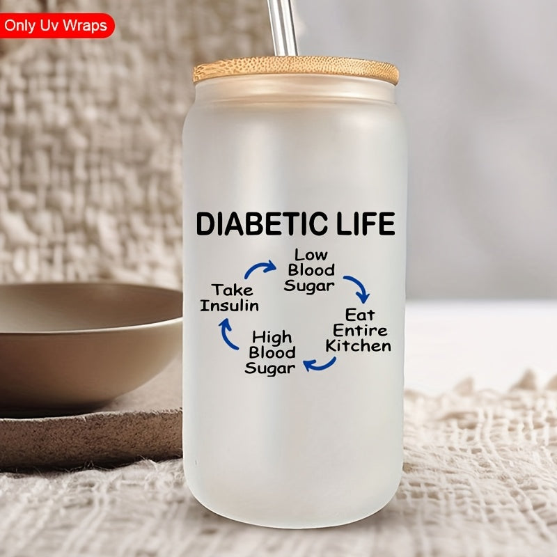 4pcs Diabetic Life UV DTF Waterproof Stickers Blood Glucose Conversion Chart