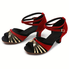 Women's Latin Dance Heels, Cross Strap & Ankle Strap Buckle