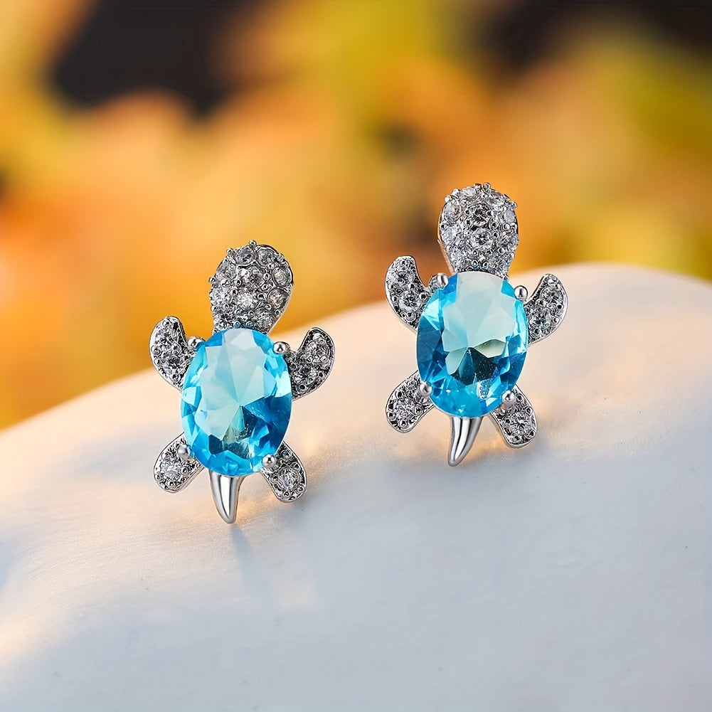 Turtle Zircon Stud Earrings for Women Girls