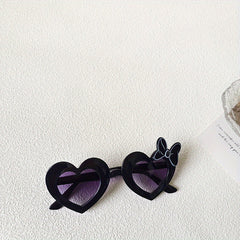 Girls Heart Frame Bowknot Decor Sunglasses UV Protection