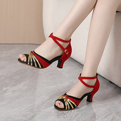Women's Latin Dance Heels, Cross Strap & Ankle Strap Buckle