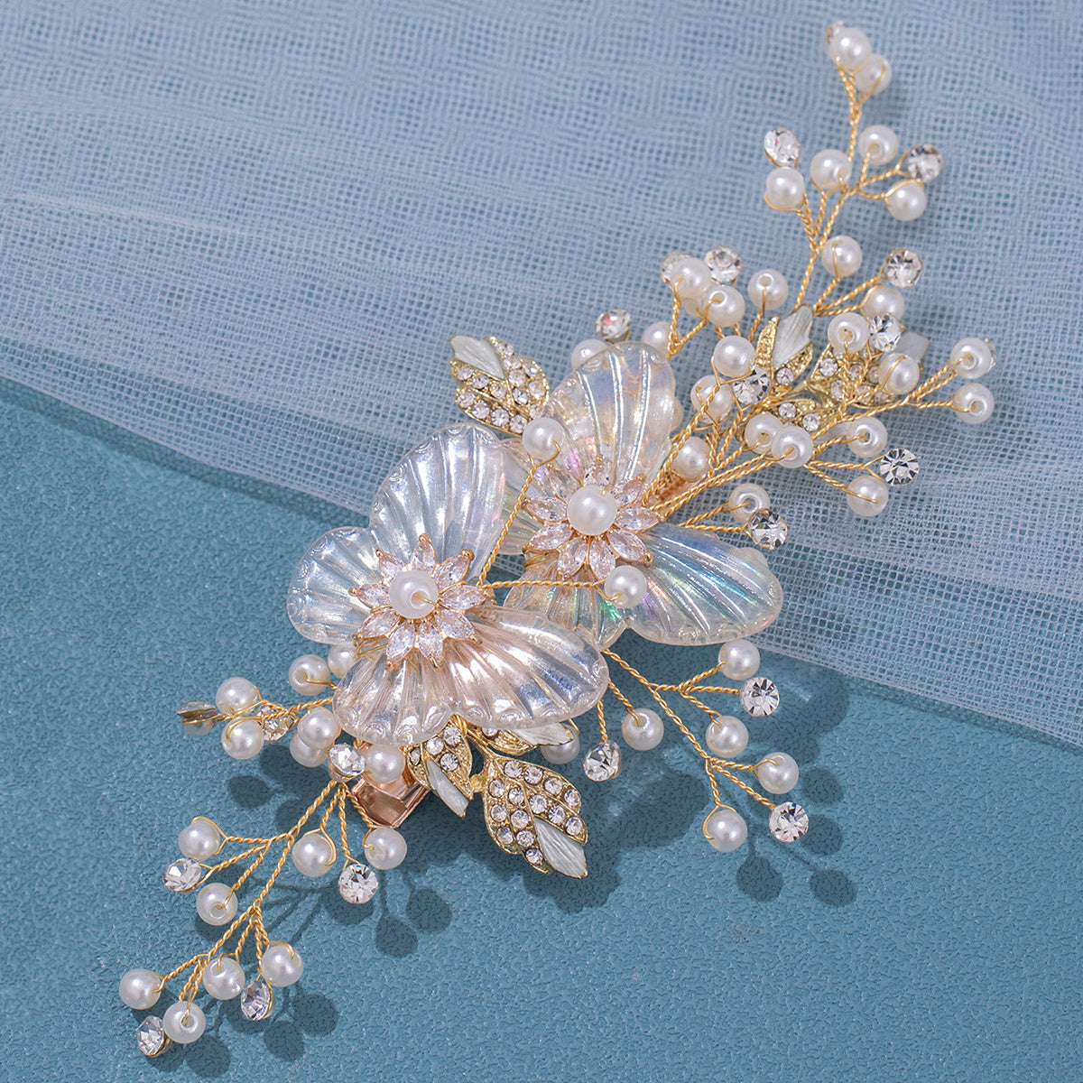 Girls Butterfly Faux Pearl Hairpin Rhinestone Fairy Hairpin