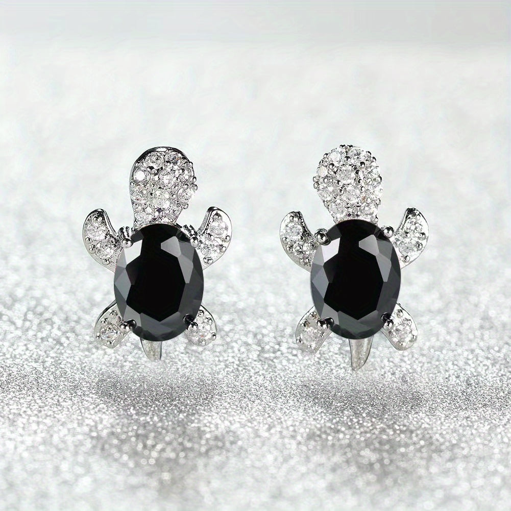 Turtle Zircon Stud Earrings for Women Girls