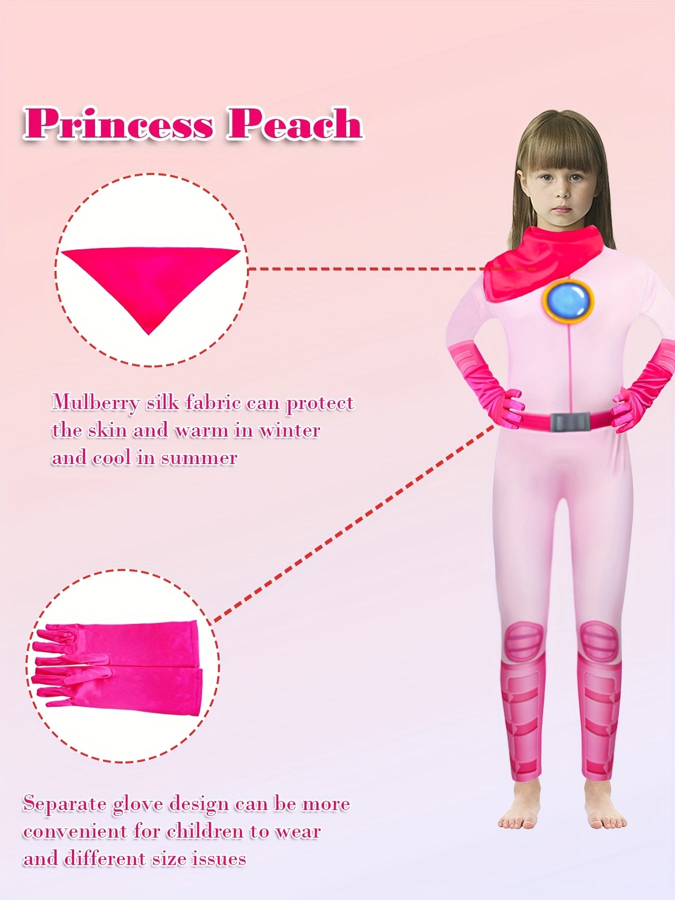 Girls Peach Costume Anime Movie Cosplay Outfit Full Cover Bodysuit