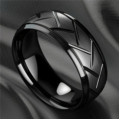 8MM High Titanium Steel Ring Men's Stainless Steel Wire Groove Tire Ring