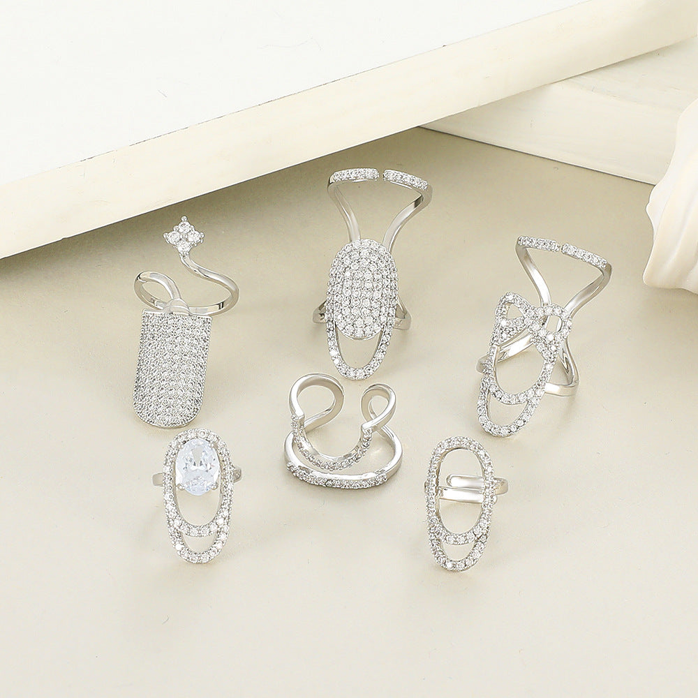 Geometric Diamond Open Nail Ring Temperament Manicure Set Ring