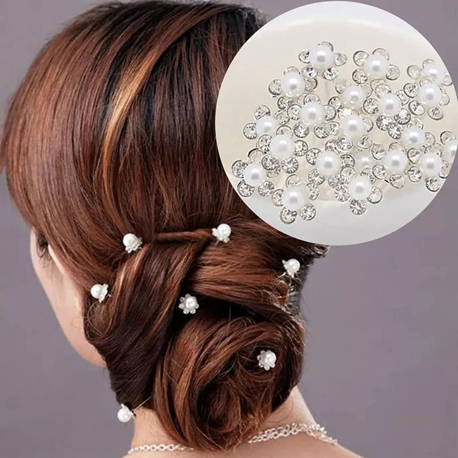 20pcs Bridal Flower Crystal Hair Pins Clips Wedding Pearl Hair Pins