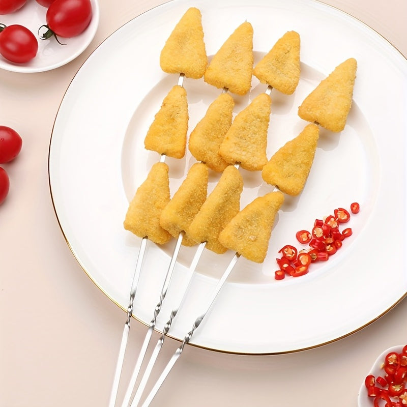 10pcs Stainless Steel BBQ Skewers for Kebab & Camping