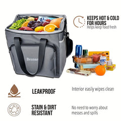 25L Insulated Lunch Cooler Bag Travel Tote Leak Proof PEVA Liner Zipper Closure