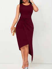 Floral Print Twist Dress Sleeveless Asymmetrical