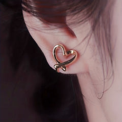 Golden Versatile Love Ear Clip Earrings For Women Girls