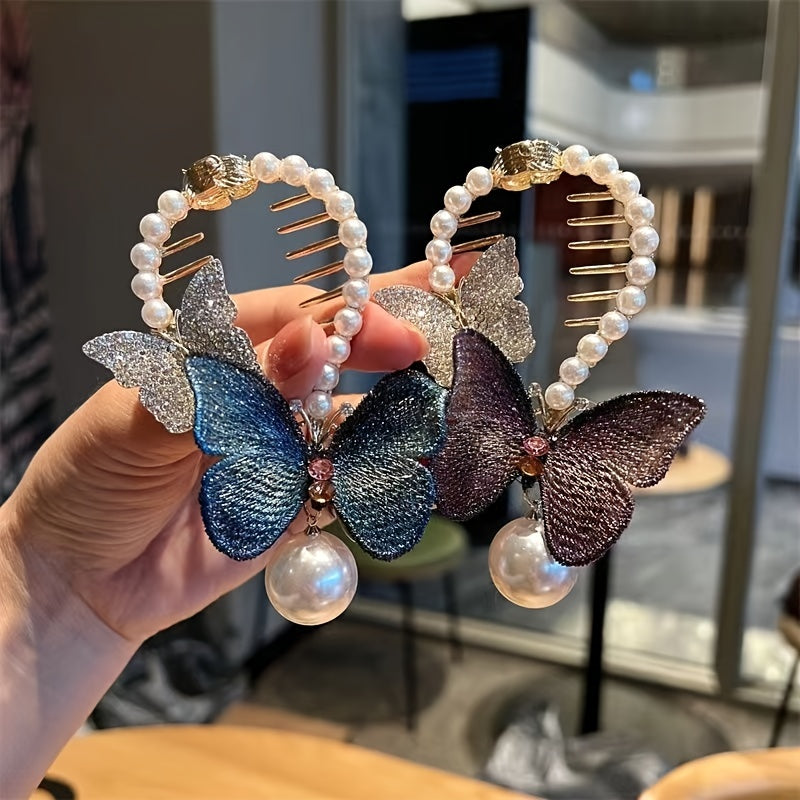 Retro Butterfly Hair Comb Clip Headdress for Women Girls