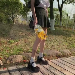 Women's Faux Leather Oxford Shoes Round Toe Platform Heels