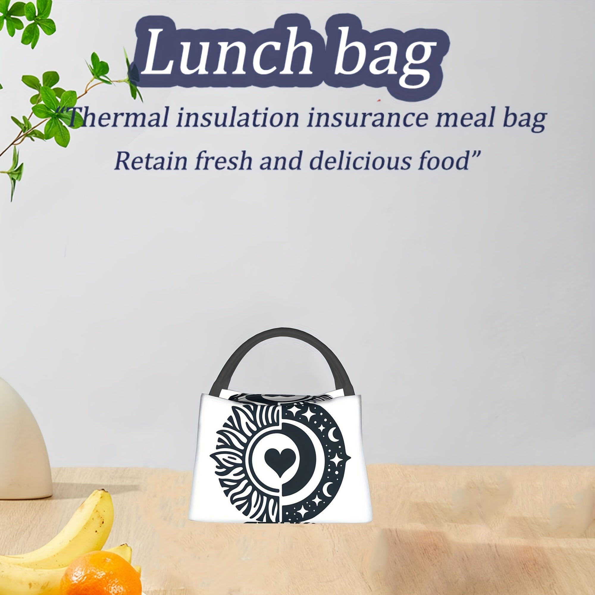 Heart Pattern Lunch Bag Insulated Thermal Cooler for Office School Picnics